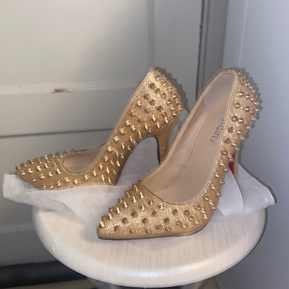One of a kind gold heels